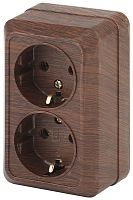 Розетка с заземлением накладная Эра Intro Quadro 2-м. венге картинка